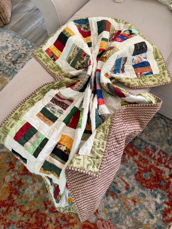 Hand Crafted Other - Quilt Handmade Patchwork Lap Throw Wall Hanging 48x44 One Of A Kin